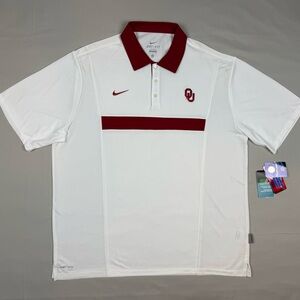 Nike Oklahoma Sooners Mens Y2K Polo Shirt XL Dri Fit White/Crimson C4
